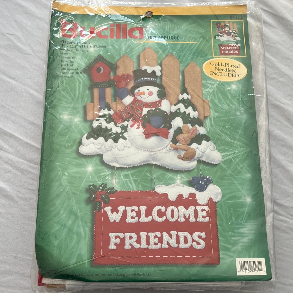 Bucilla Festive Snowman Welcome Friends Kit - Red, Green, and White